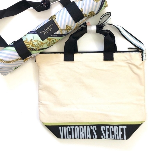 NWT Victoria's Secret 3 PC Tote, Cooler Tote & Rolled picnic Blanket With Handle - Picture 6 of 16